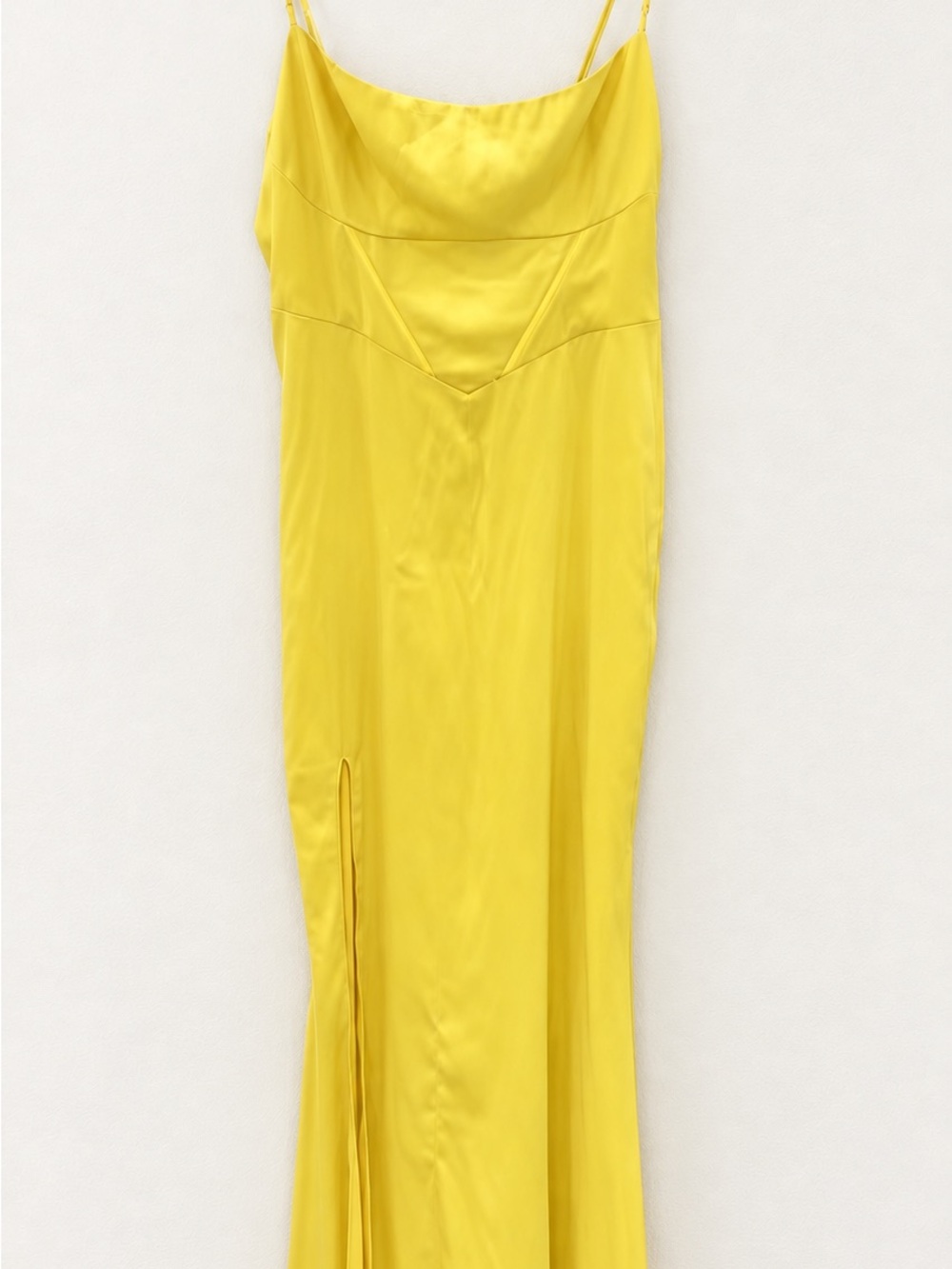 MESHKI Yellow Satin Thigh Slim Prom Cocktail Maxi Dress Gown XXL